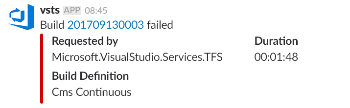 VSTS default to Slack